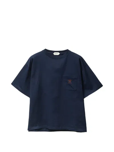 Versace Embroidered Cotton-jersey T-shirt In Blue