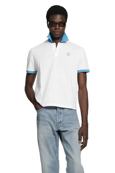 Versace Embroidered Cotton Piqué Polo In White