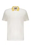 Versace Embroidered Cotton Polo Shirt In White