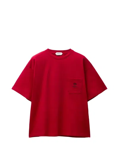 Versace Embroidered Cotton-jersey T-shirt In Red