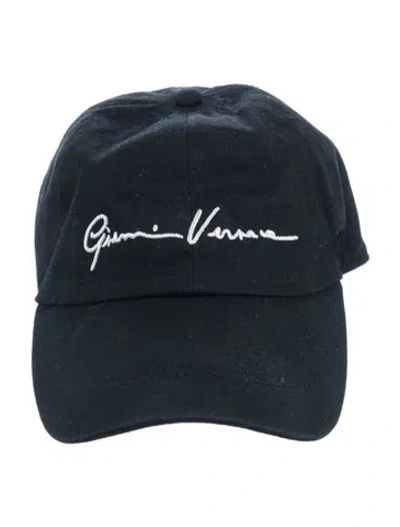Pre-owned Versace Embroidered Denim Baseball Hat In Black