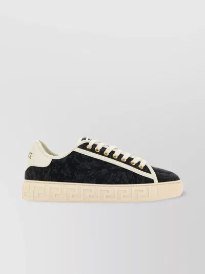 Versace Embroidered Greca Fabric Sneakers