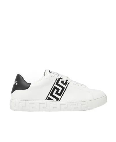 VERSACE VERSACE GRECA EMBROIDERED LACE-UP SNEAKERS