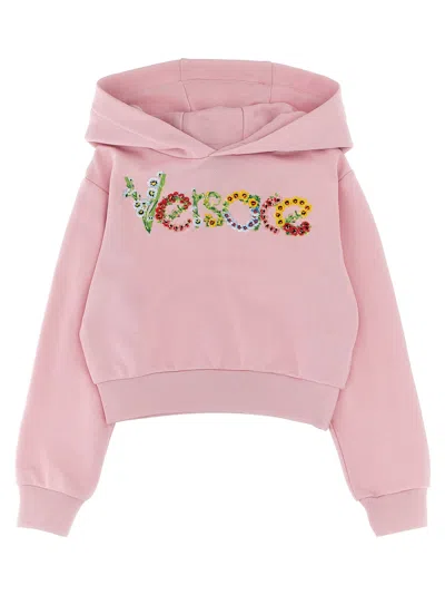 Versace Kids' Embroidered Hoodie In Pink