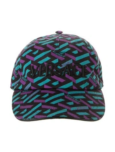 Pre-owned Versace Embroidered Logo Baseball Cap In Purple