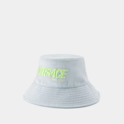 Versace Embroidered Logo Bucket Hat -  - Denim - Blue