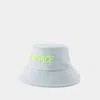 Versace Embroidered Logo Bucket Hat - Denim - Blue In Blue
