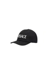 Versace Logo-embroidered Cotton Cap In Black