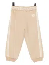 Versace Embroidered-logo Cotton Trackpants In Neutral