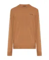 Versace La Greca Cashmere Sweater In Brown