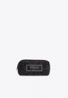 Versace Embroidered Logo Jacquard Pouch Bag In Black