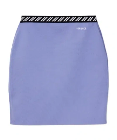 Versace Athletic Graphic Trims Knit Skirt Powder Lilac In Blue