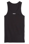 Versace Black Logo Tank Top In Black