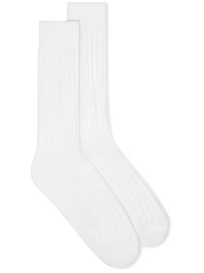 Versace Embroidered-logo Socks In White