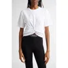 Versace Cropped T-shirt With Twist Detail And Safety Pin Logo In Optical White
