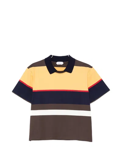Versace Embroidered Logo Short-sleeve Crewneck Top With Pointed Collar In Multi