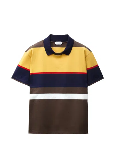 Versace Embroidered Logo Short-sleeve Polo With Ribbed Trim In Multi