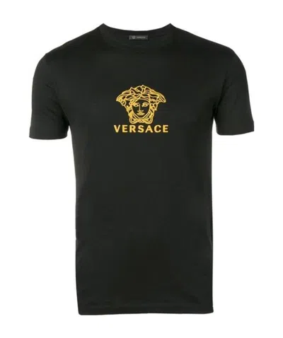 Versace Embroidered Logo T-shirt In Black