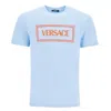 Versace Embroidered Logo T-shirt In Blue