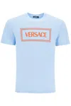 Versace Embroidered Logo T-shirt In Blue