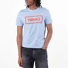 Versace Embroidered Logo T-shirt In Blue
