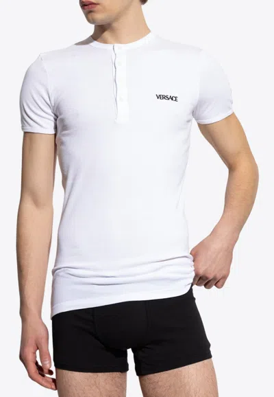 Versace Embroidered Logo Under Shirt In White