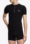 Versace Embroidered Logo Under Shirt In Black
