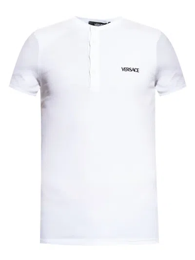 Versace Embroidered Logo Undershirt In White