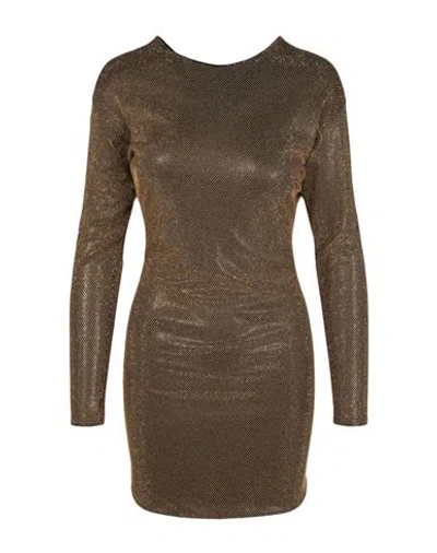Versace Embroidered Long Sleeve Mini Dress Woman Mini Dress Gold Size 12 Viscose