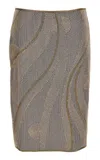 Versace Embroidered Lurex Crepe De Chine Midi Skirt In Multi