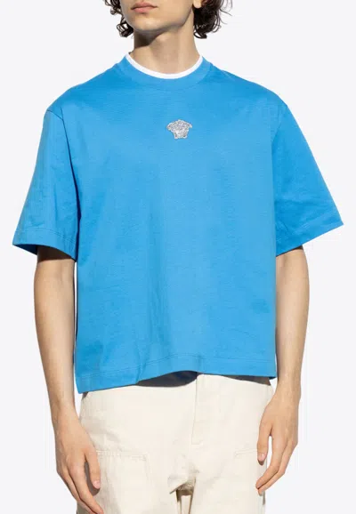 VERSACE EMBROIDERED MEDUSA BOXY T-SHIRT