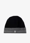 Versace Embroidered Medusa Cashmere Knit Beanie In Black