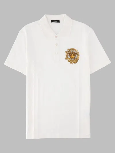 Versace Embroidered Medusa Polo Shirt In Multi