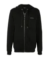 Versace Embroidered Medusa Zip-up Hoodie In Black