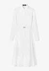 Versace Embroidered Midi Shirt Dress In White