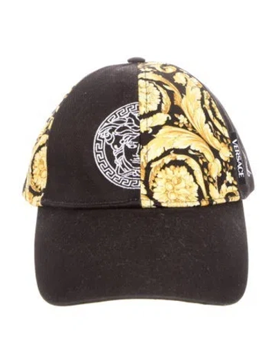 Pre-owned Versace Embroidered Pattern Print Baseball Cap In Black