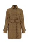 Versace Brown Embroidered Trench Coat In Printed