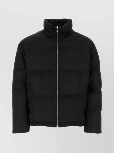 Versace Embroidered Quilted Nylon Jacket In Black