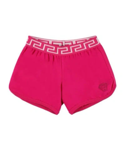Versace Kids' Embroidered Shorts In Pink
