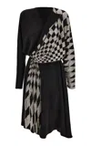 Versace Embroidered Silk Midi Dress In Black