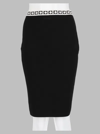 Versace Embroidered Stretch Skirt With Viscose-blend Outer In Black