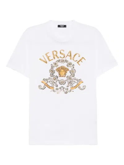 Versace Embroidered T-shirt In White