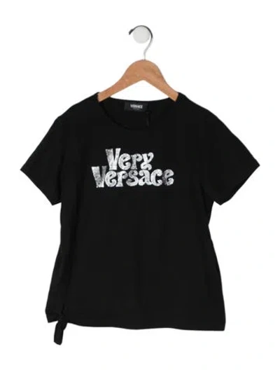 Pre-owned Versace Kids' Embroidered T-shirt W/tags In Black
