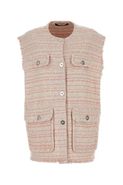 VERSACE VERSACE EMBROIDERED TWEED OVERSIZE VEST