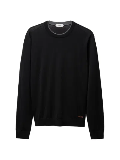 Versace Embroidered Wool Knit Crewneck Sweater In Multi