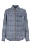 Versace Wool Shirt Featuring Embroidery Button Cuffs In Blue