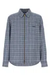 Versace Wool Shirt Featuring Embroidery Button Cuffs In Blue