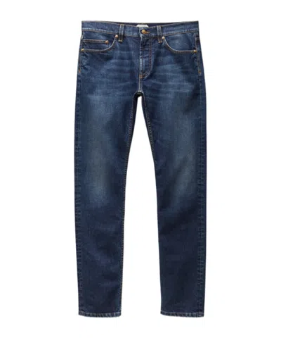 Versace Embroidered-detail Slim Jeans In Blue