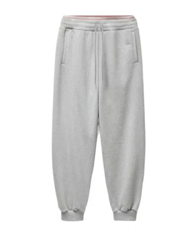 Versace Embroidered-logo Cotton Sweatpants In Gray