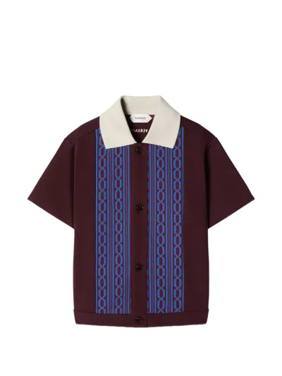 Versace Babies' Embroidered-logo Jacquard Milano-stitch Shirt In Multi